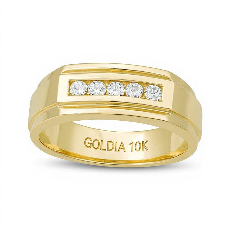 0.25 CT. TW Diamond Five Stone Step Edge Wedding Band in 10K Gold