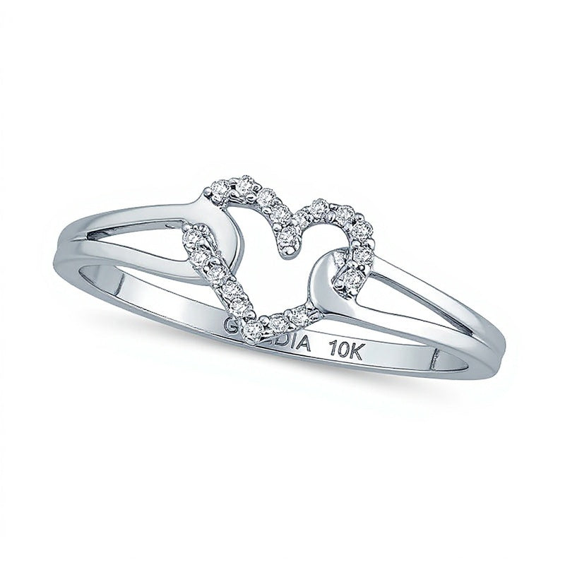 Diamond Accent Looped Heart Promise Ring in 10K White Gold