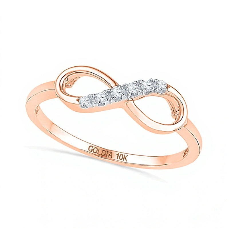 Diamond Accent Sideways Infinity Ring in 10K Rose Gold