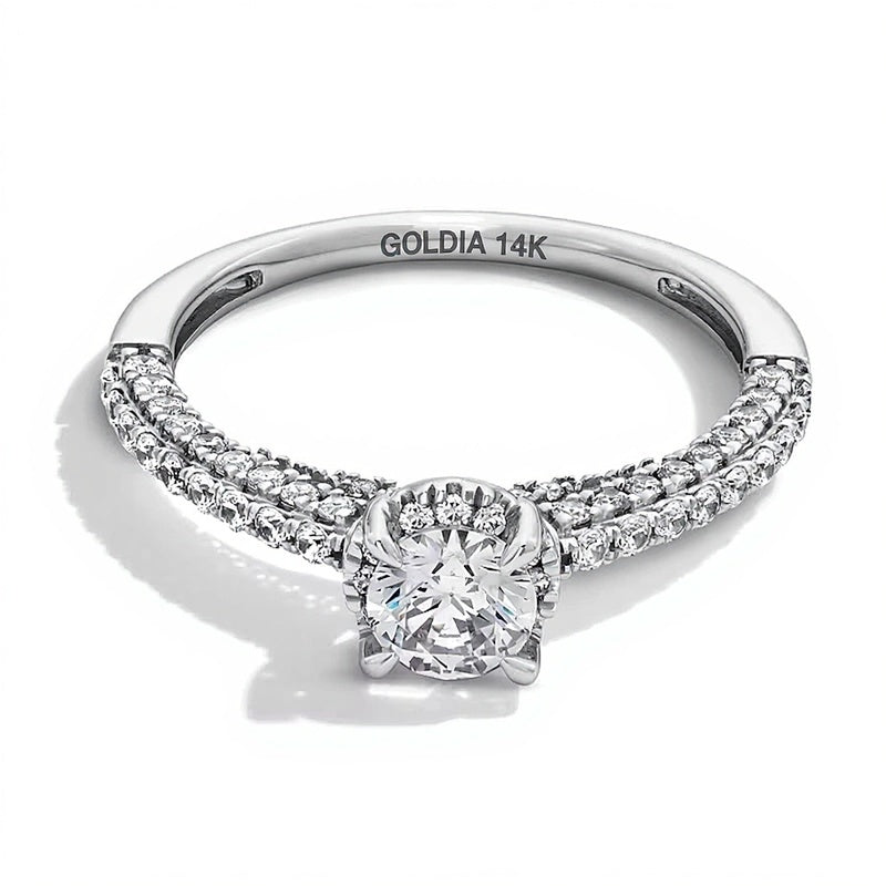 1.0 CT. TW Diamond Frame Engagement Ring in 14K White Gold