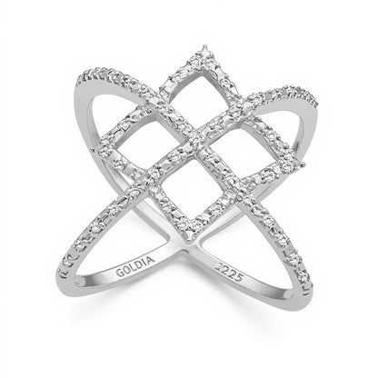 0.13 CT. TW Diamond Art Deco Orbit Ring in Sterling Silver