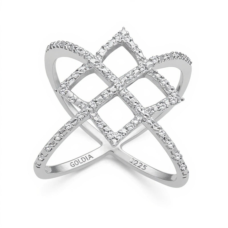 0.13 CT. TW Diamond Art Deco Orbit Ring in Sterling Silver