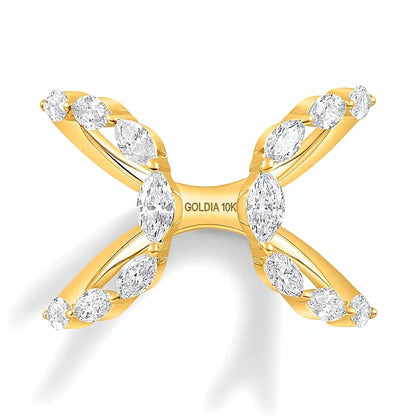 1.0 CT. TW Marquise Diamond Double Loop Open Ring in 10K Gold