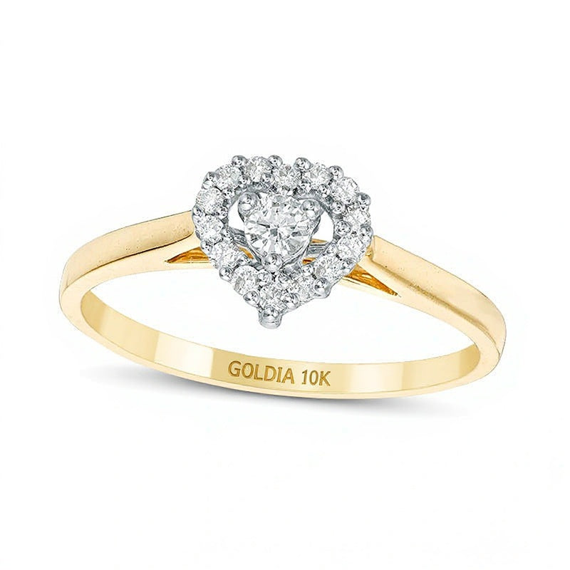 0.2 CT. TW Diamond Heart Frame Promise Ring in 10K Gold