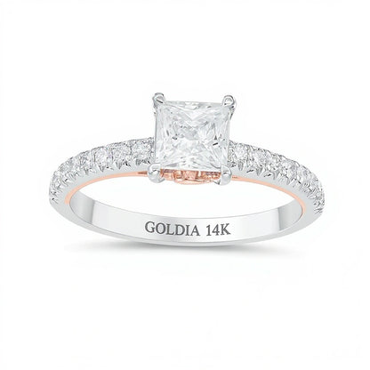 1.0 CT. TW Princess-Cut Diamond Engagement Ring in 14K Two-Tone Gold