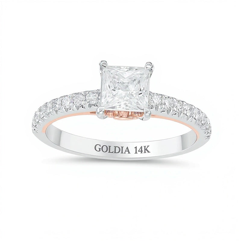 1.0 CT. TW Princess-Cut Diamond Engagement Ring in 14K Two-Tone Gold