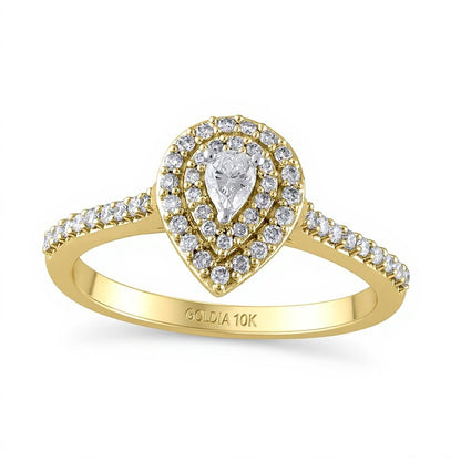 0.5 CT. TW Pear-Shaped Diamond Double Frame Engagement Ring in 10K Gold