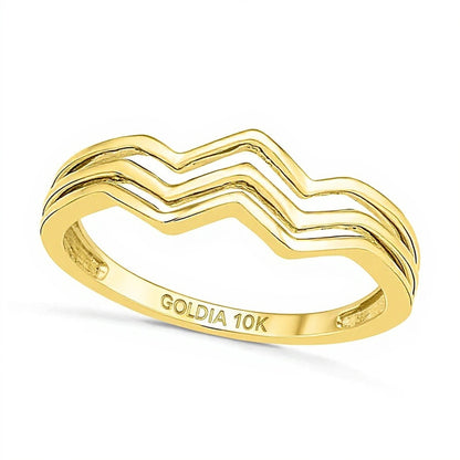 Three Row Chevron Ring in 10K Gold