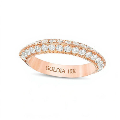 1.0 CT. TW Diamond Double Row Vintage-Style Wedding Band in 10K Rose Gold