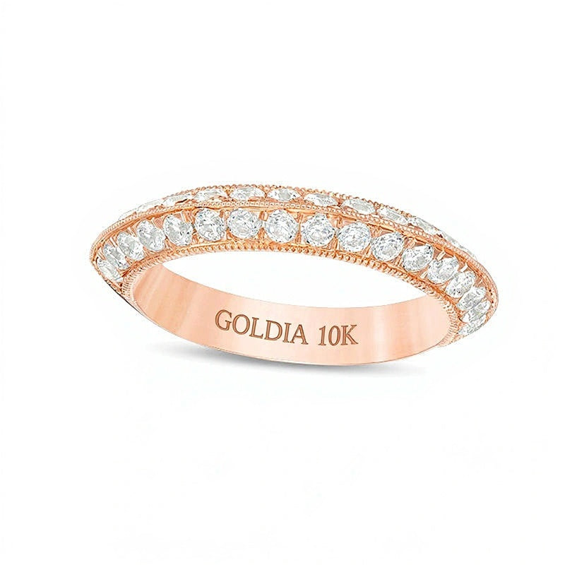 1.0 CT. TW Diamond Double Row Vintage-Style Wedding Band in 10K Rose Gold