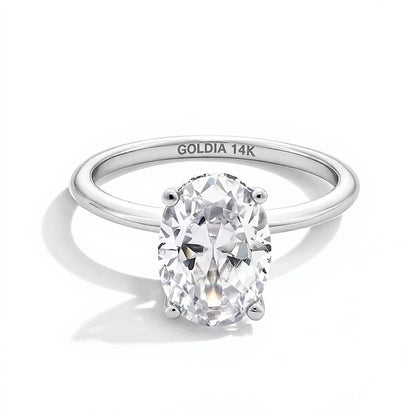 2.75 CT. TW Oval Lab-Grown Diamond Solitaire Hidden Halo Engagement Ring in 14K White Gold (F/VS2)