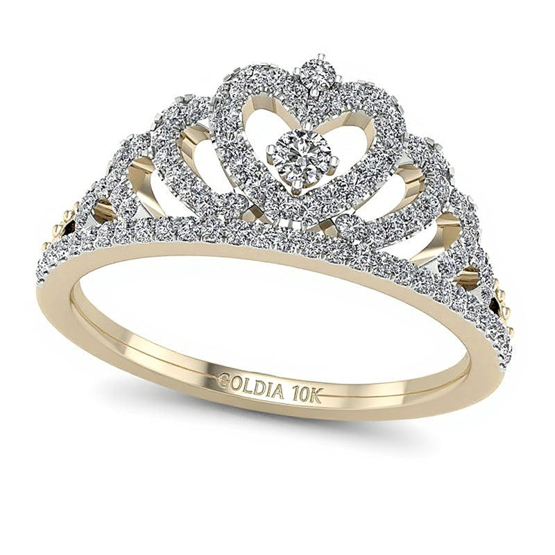 0.33 CT. TW Diamond Heart Crown Ring in 10K Gold