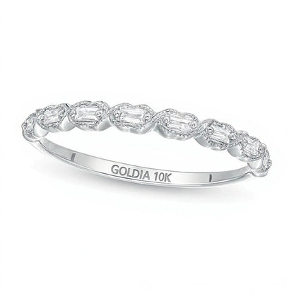 0.13 CT. TW Baguette Diamond Art Deco Vintage-Style Stackable Band in 10K White Gold