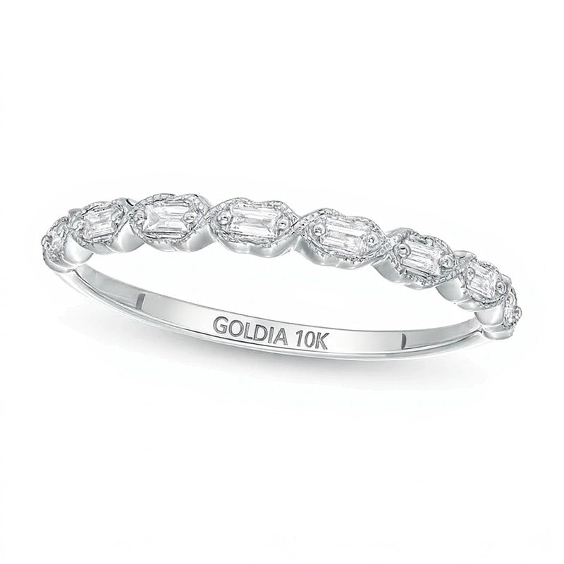 0.13 CT. TW Baguette Diamond Art Deco Vintage-Style Stackable Band in 10K White Gold