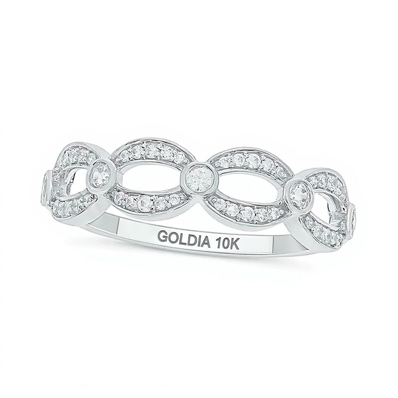 0.25 CT. TW Diamond Open Link Station Stackable Band in 10K White Gold