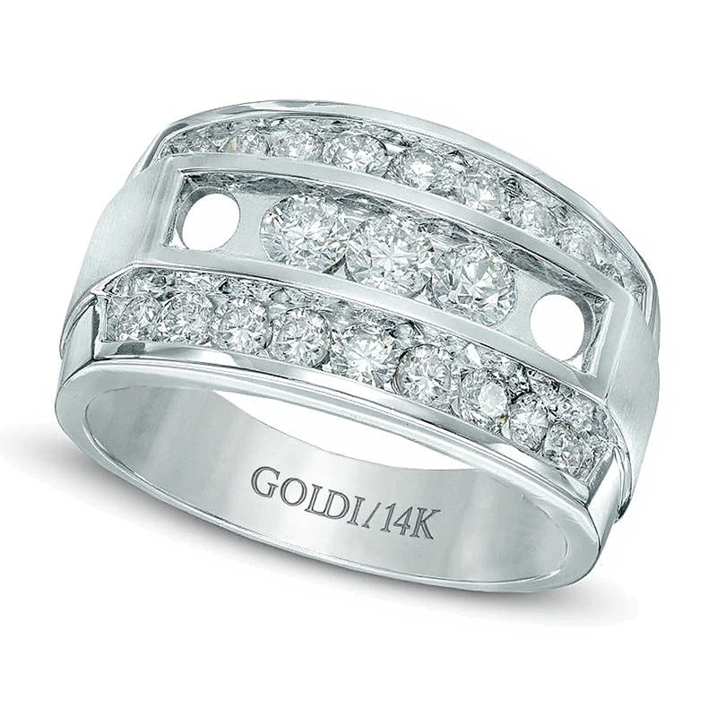 2.0 CT. TW Three Row Diamond Ring in 14K White Gold