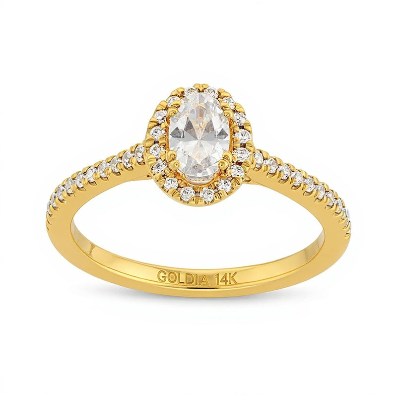 0.75 CT. TW Oval Diamond Frame Engagement Ring in 14K Gold