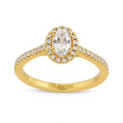 0.75 CT. TW Oval Diamond Frame Engagement Ring in 14K Gold