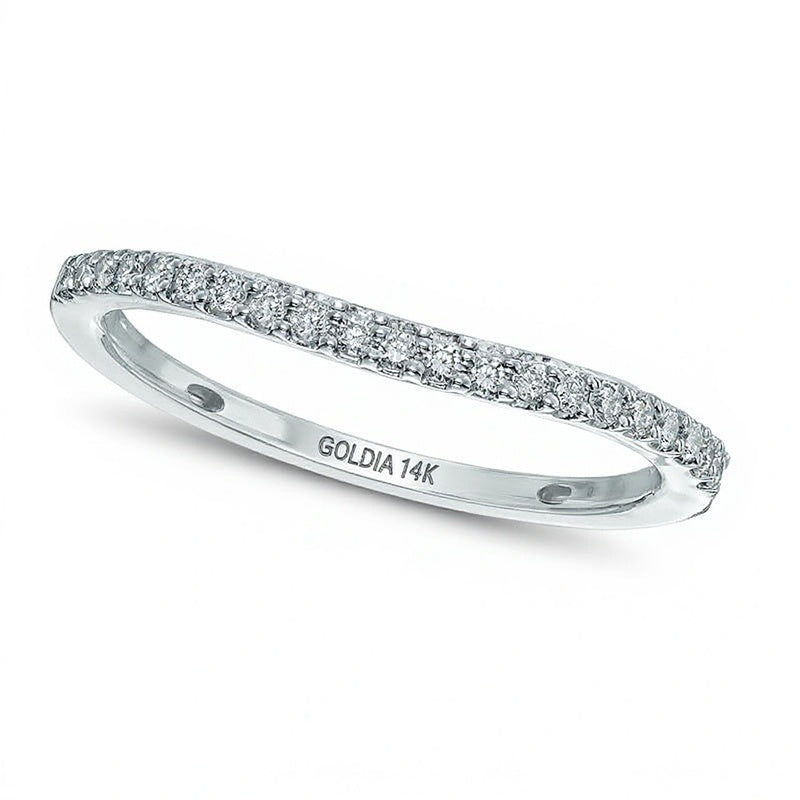 0.13 CT. TW Diamond Contour Wedding Band in 14K White Gold