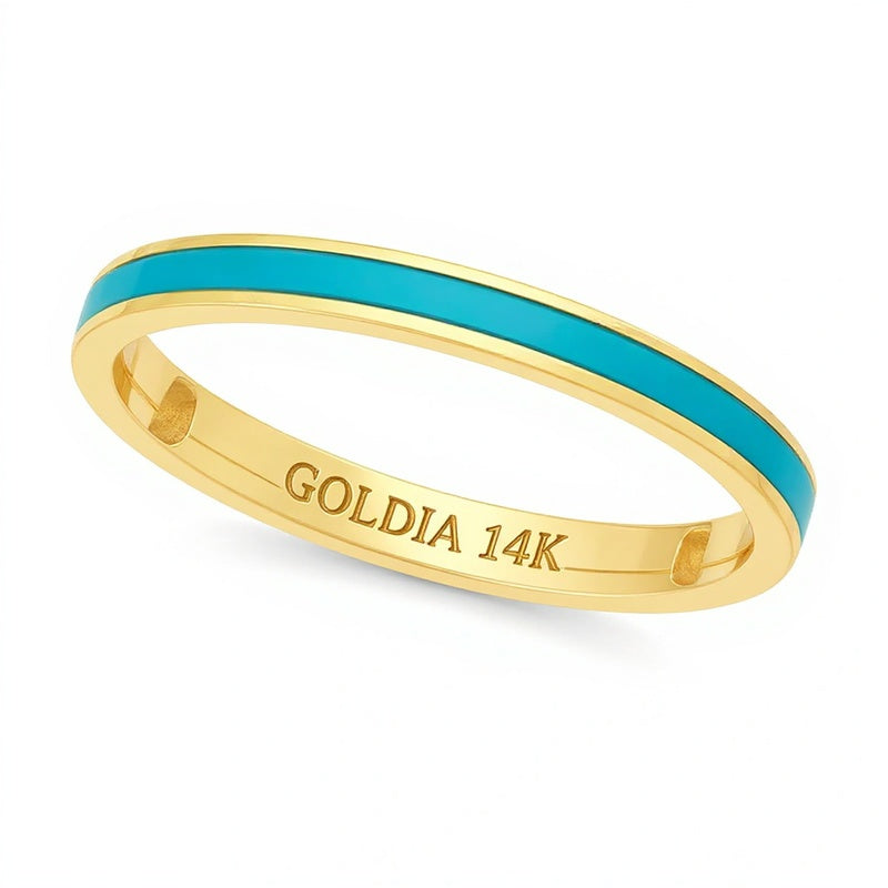 Turquoise Enamel Inlay Ring in 14K Gold