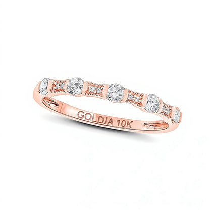 0.33 CT. TW Diamond Vintage-Style Stack Anniversary Band in 10K Rose Gold