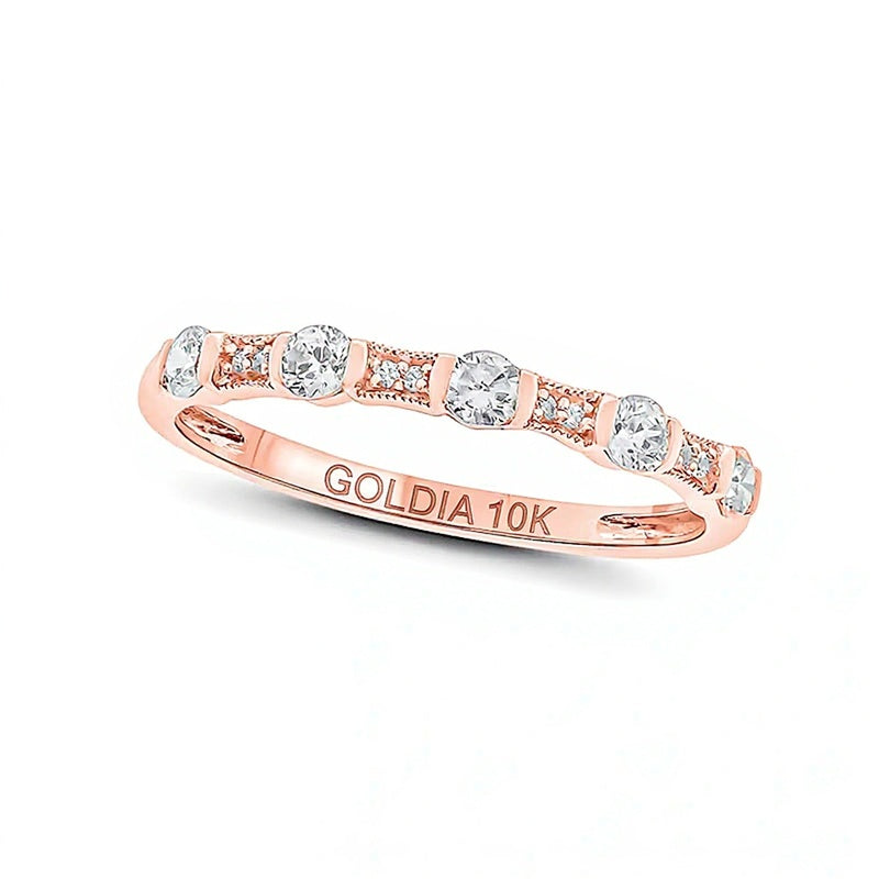 0.33 CT. TW Diamond Vintage-Style Stack Anniversary Band in 10K Rose Gold