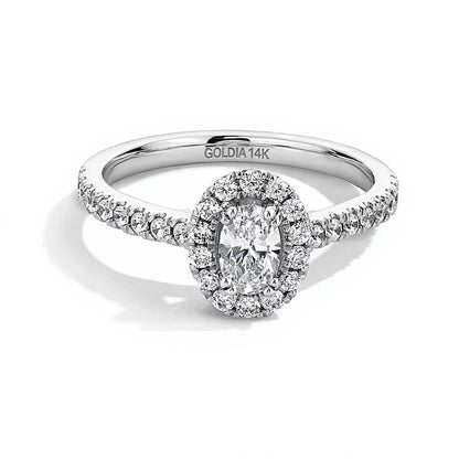 1.0 CT. TW Oval Lab-Grown Diamond Frame Engagement Ring in 14K White Gold (F/SI2)