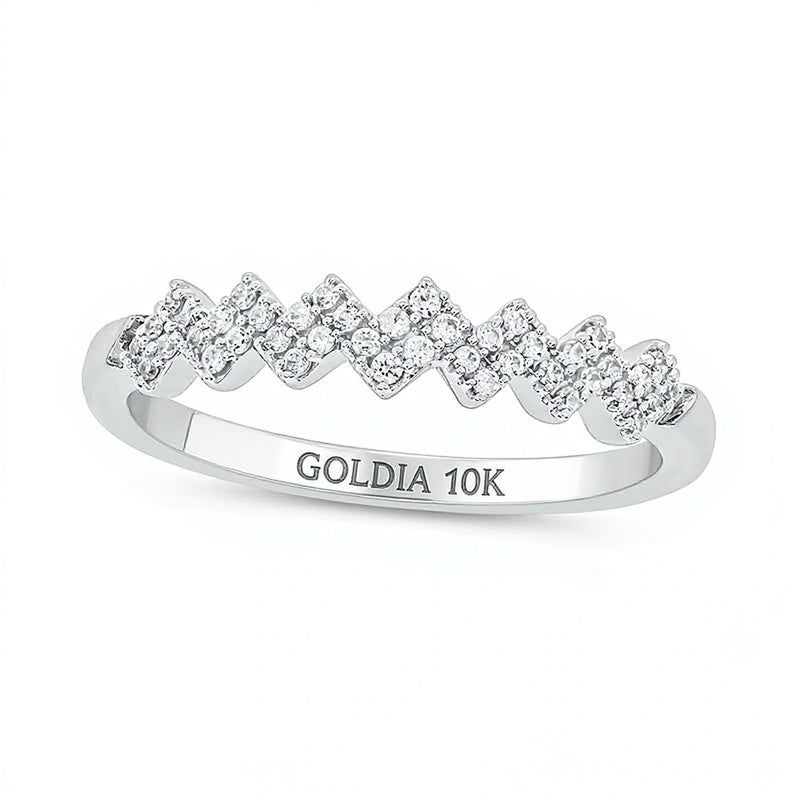 0.17 CT. TW Diamond Zig-Zag Stackable Band in 10K White Gold