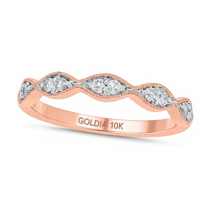 0.17 CT. TW Marquise Multi-Diamond Vintage-Style Stackable Band in 10K Rose Gold