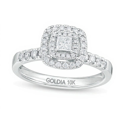 0.5 CT. TW Princess-Cut Diamond Double Frame Engagement Ring in 10K White Gold
