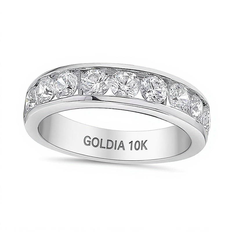 1.5 CT. TW Diamond Channel Eleven Stone Band in 10K White Gold (I/I2)