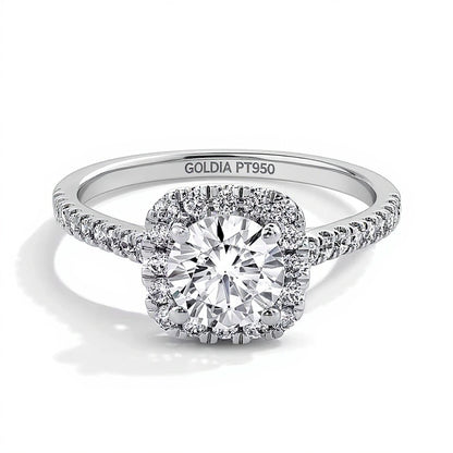 1.5 CT. TW Lab-Grown Diamond Cushion Frame Engagement Ring in Platinum (F/SI2)