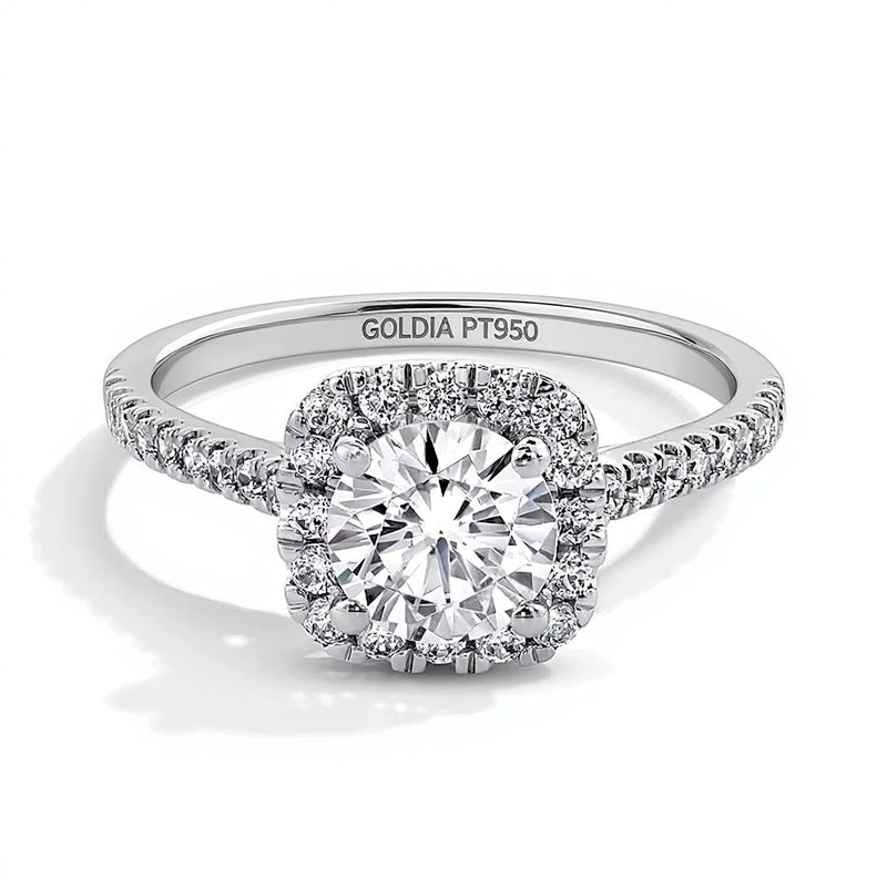 1.5 CT. TW Lab-Grown Diamond Cushion Frame Engagement Ring in Platinum (F/SI2)