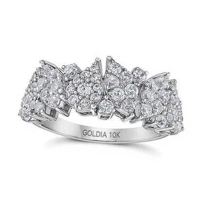 1.0 CT. TW Marquise and Pear Multi-Diamond Zig-Zag Ring in 10K White Gold
