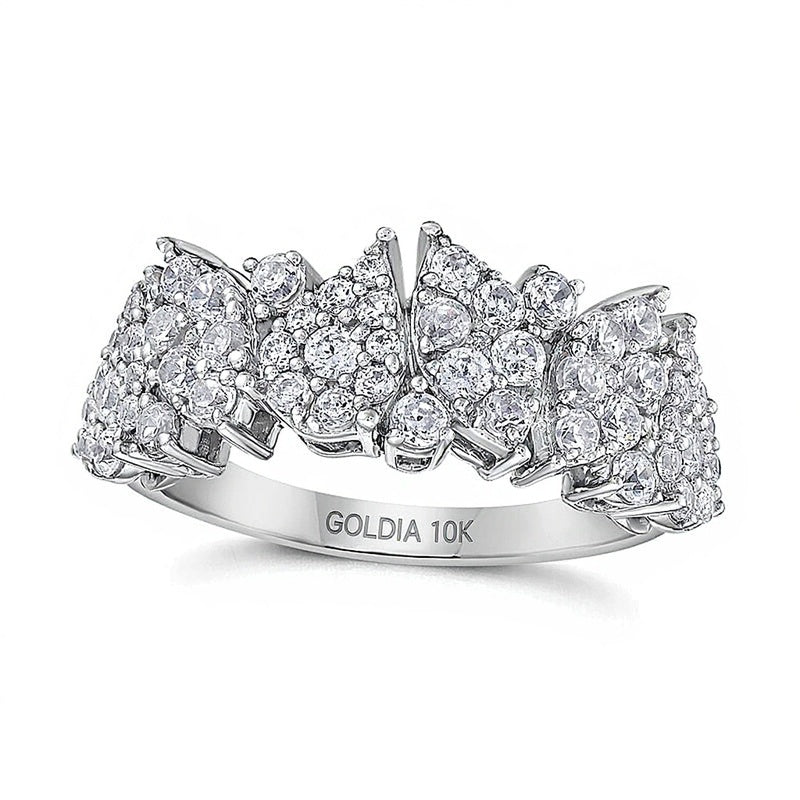 1.0 CT. TW Marquise and Pear Multi-Diamond Zig-Zag Ring in 10K White Gold