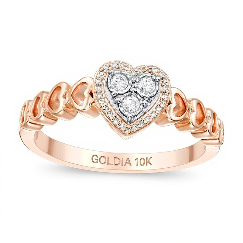 Cherished Promise Collectionâ¢ 0.13 CT. TW Diamond Heart Frame Promise Ring in 10K Rose Gold