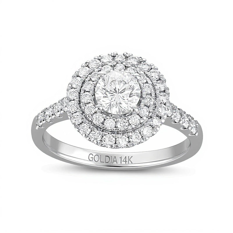 1.25 CT. TW Diamond Double Frame Engagement Ring in 14K White Gold (I/I1)
