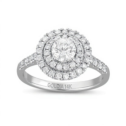 1.25 CT. TW Diamond Double Frame Engagement Ring in 14K White Gold (I/I1)