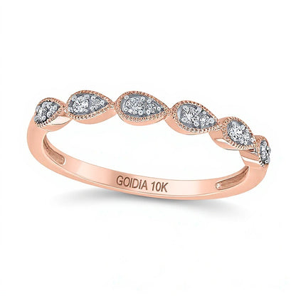 0.1 CT. TW Pear Multi-Diamond Vintage-Style Ring in 10K Rose Gold