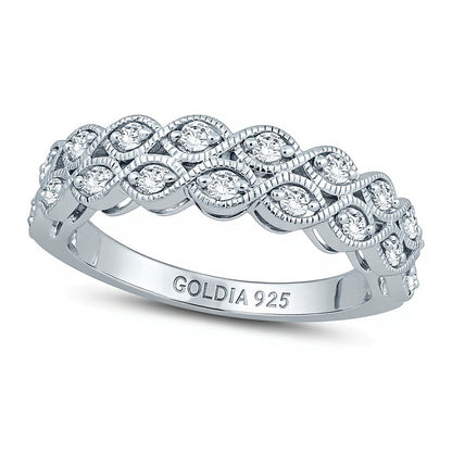 0.33 CT. TW Diamond Twist Double Row Vintage-Style Anniversary Band in Sterling Silver