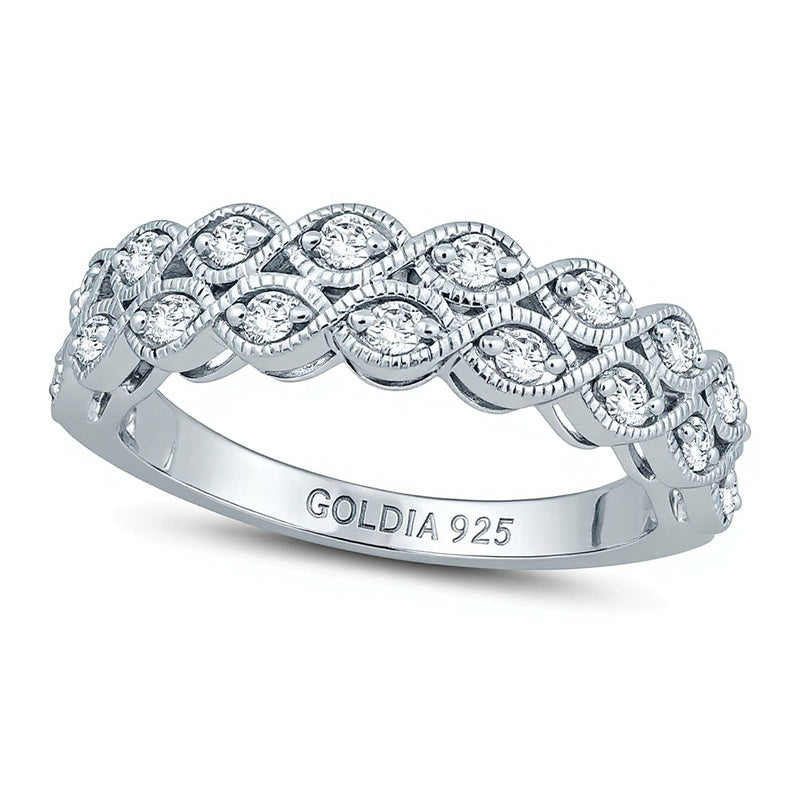 0.33 CT. TW Diamond Twist Double Row Vintage-Style Anniversary Band in Sterling Silver