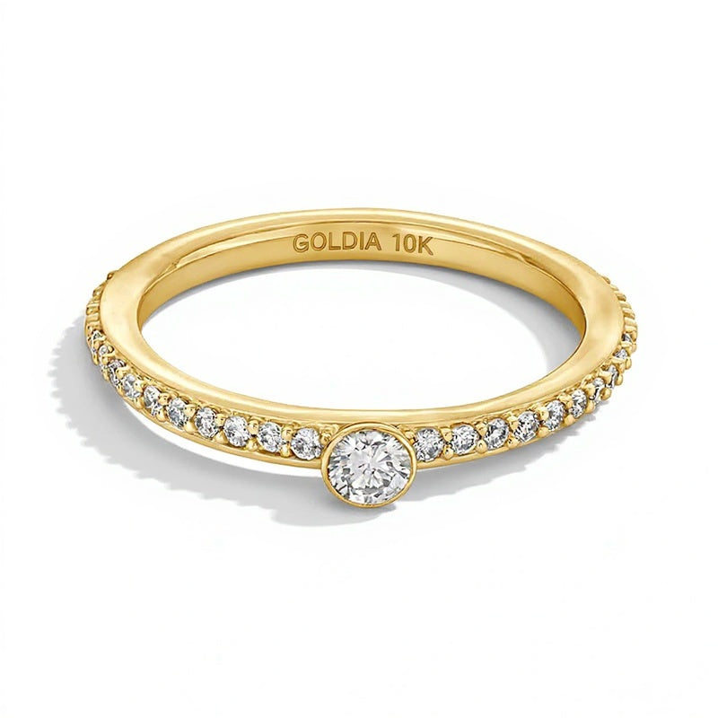 0.25 CT. TW Diamond Bezel-Set Stackable Anniversary Band in 10K Gold