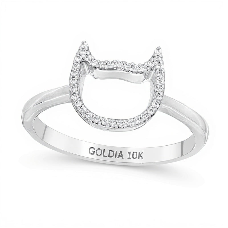 0.1 CT. TW Diamond Frame Cat Outline Ring in 10K White Gold