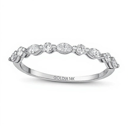 0.25 CT. TW Marquise and Round Diamond Alternating Stackable Band in 14K White Gold