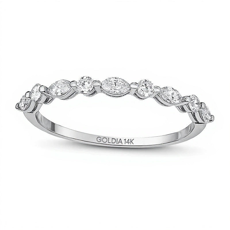 0.25 CT. TW Marquise and Round Diamond Alternating Stackable Band in 14K White Gold