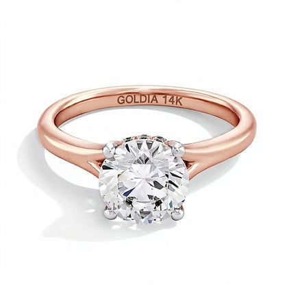 2.0 CT. TW Lab-Grown Diamond Solitaire Hidden Halo Engagement Ring in 14K Rose Gold (F/VS2)