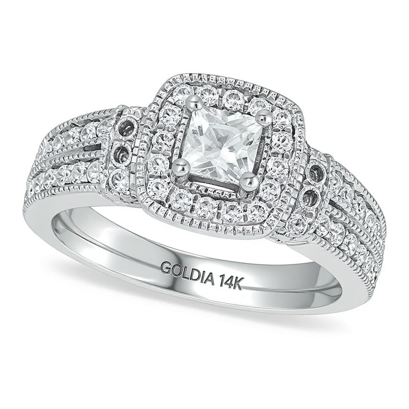 1.0 CT. TW Princess-Cut Diamond Frame Engagement Ring in 14K White Gold
