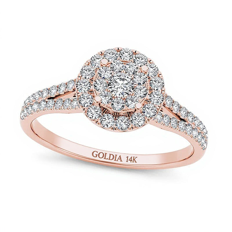 0.5 CT. TW Composite Diamond Frame Engagement Ring in 14K Rose Gold