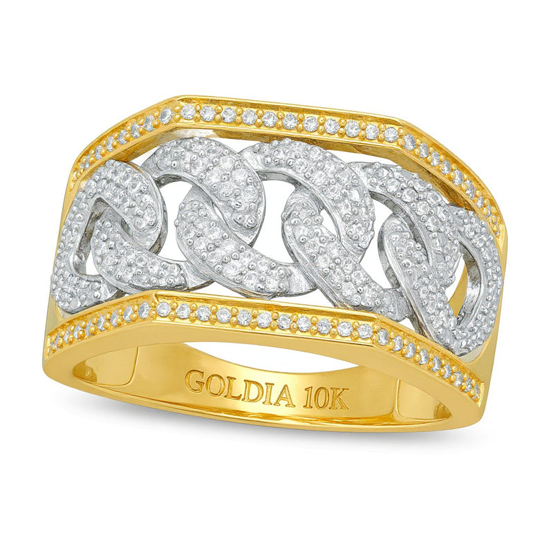 0.5 CT. TW Diamond Chain Link Ring in 10K Two-Tone Gold
