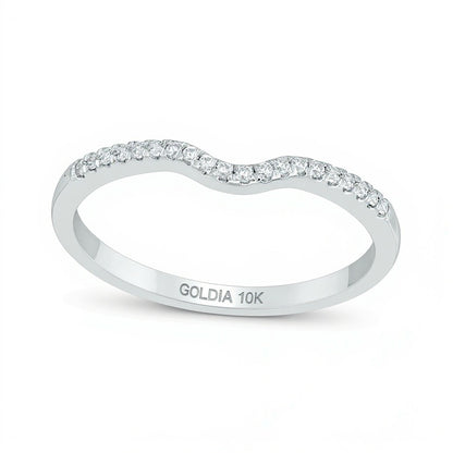 0.1 CT. TW Diamond Contour Wedding Band in 10K White Gold